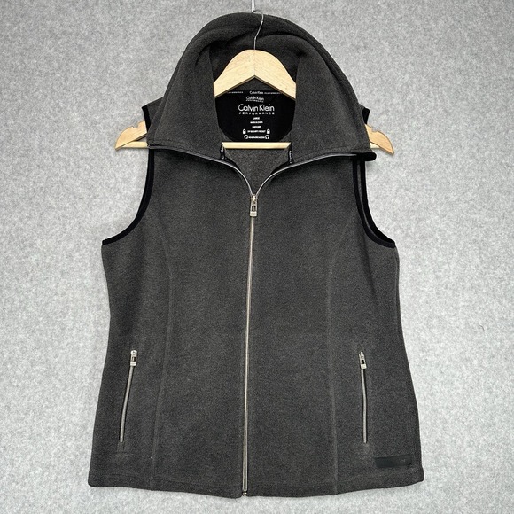 Calvin Klein Performance Gray Zip Up Fleece Vest Women's Size Large - Picture 1 of 7